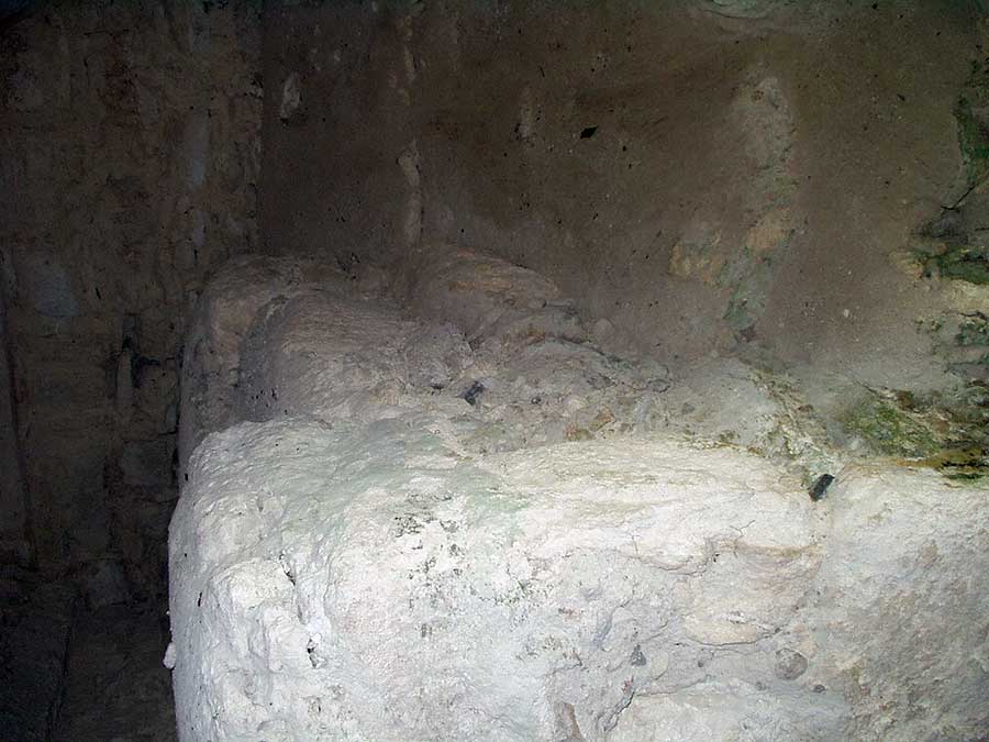 Uaxactun Bench inside of Temple - photo by Les Mahoney - Copper Canyon Adventures - Maya Expeditions