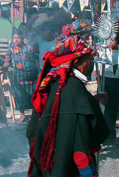 Cofradia in Market- photo by Gordon Kilgore - Chichicastenango - Maya Expeditions