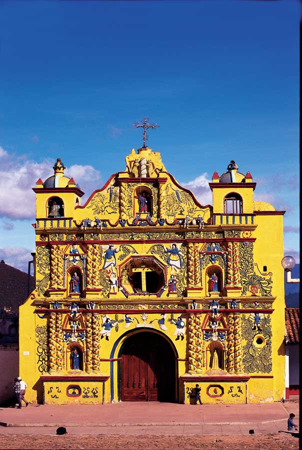 Church at San Andres Xecul in Huehuetanango photo by INGUAT - Ceremonies - Maya Expeditions