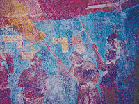 Bonampak Mural - Sun Umbrella Marking Soltice Light - Maya Archaeology Site